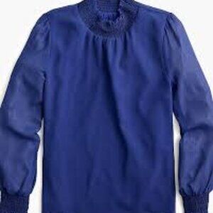 💙 J.Crew Crinkle Chiffon Smocked Top - Size L -0054